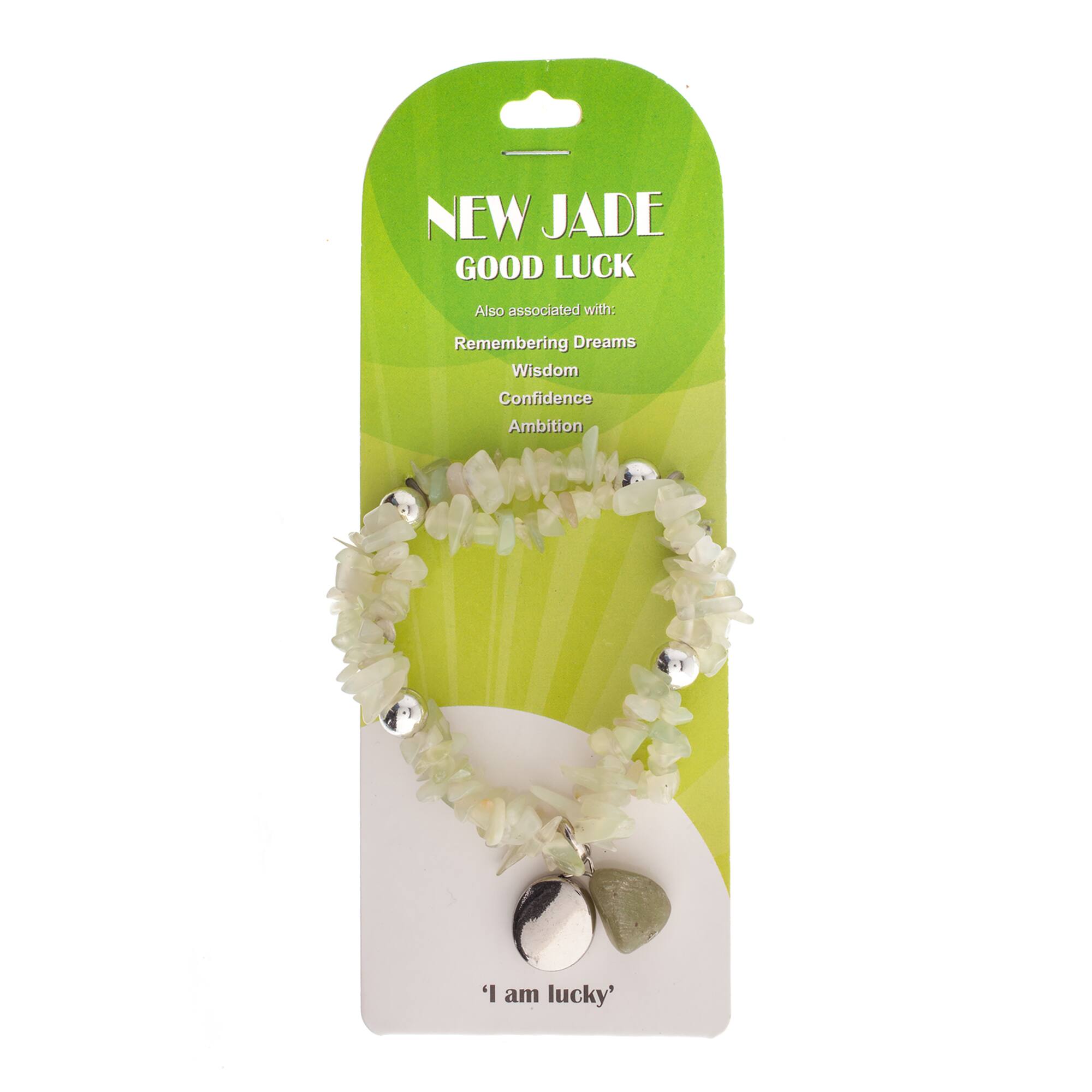 John Bead New Jade Light Green Natural Stone 2-Strand Bracelet with Circle Charm